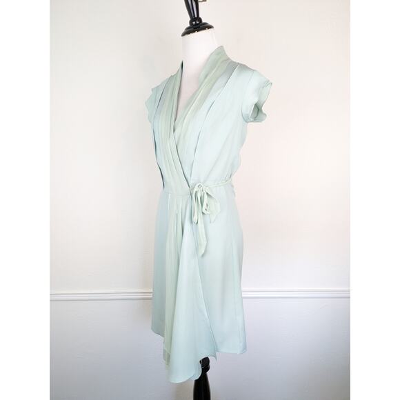 Guess by Marciano Wrap Dress Pleated Silk Coquette Summer Mint Green Size XS - Picture 3 of 14